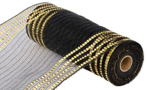 10.25" Matte/Metallic Foil Border Mesh: Black/Gold