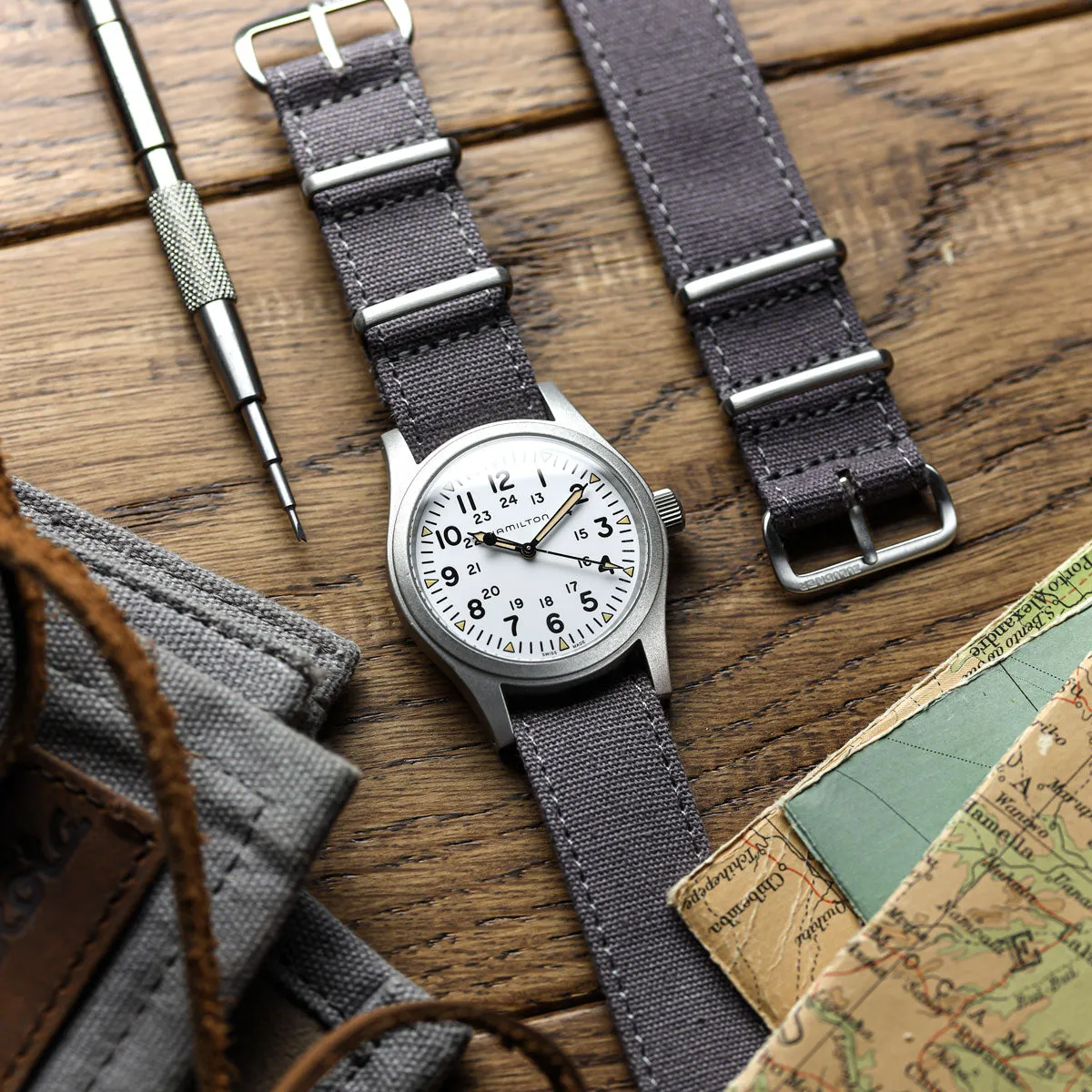 1973 British Military Watch Strap: WARRIOR CANVAS - Charcoal