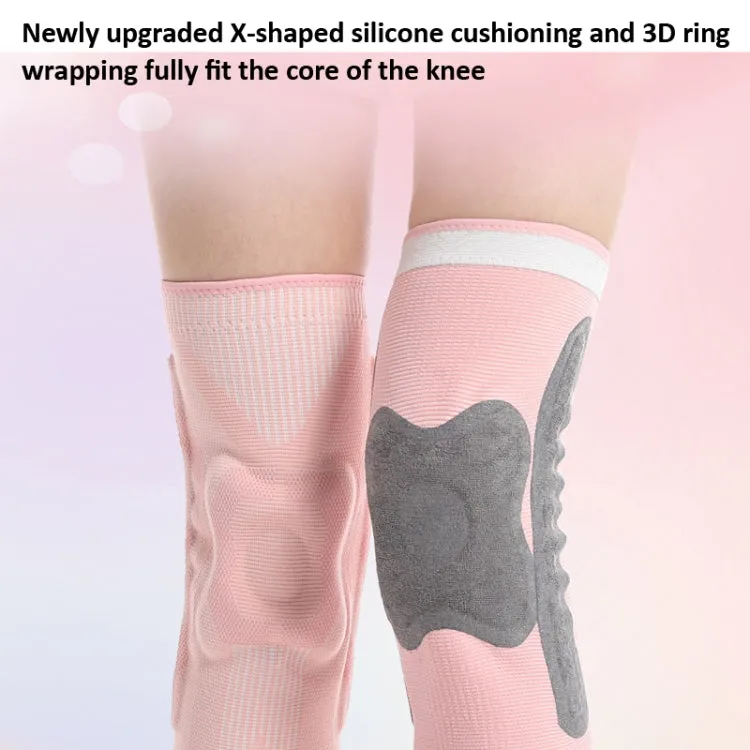 1pair Sports Knee Brace Meniscus Injury Silicone Knee Joint Protective Cover, Size: L(Light Purple)