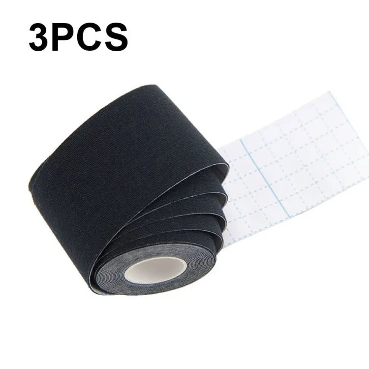 3 PCS Muscle Tape Physiotherapy Sports Tape Basketball Knee Bandage, Size: 2.5cm x 5m(Black)