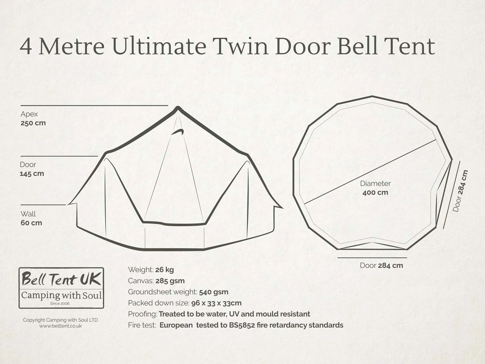 4 metre Ultimate PRO Twin Door Bell Tent