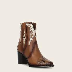 4Q06PH - Cuadra honey western cowgirl python skin ankle boots for women