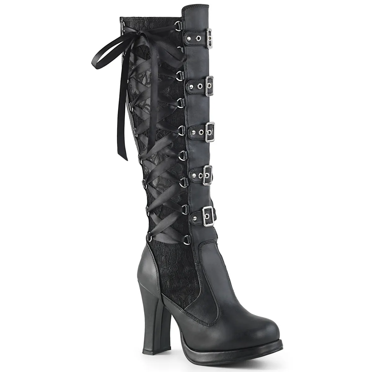 4" Heel 5 Buckle Corseted Knee Boot (CRYPTO-106)