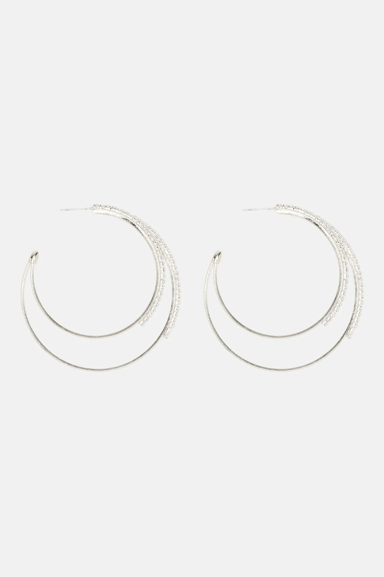 5 Star Dinner Hoop Earrings - Silver