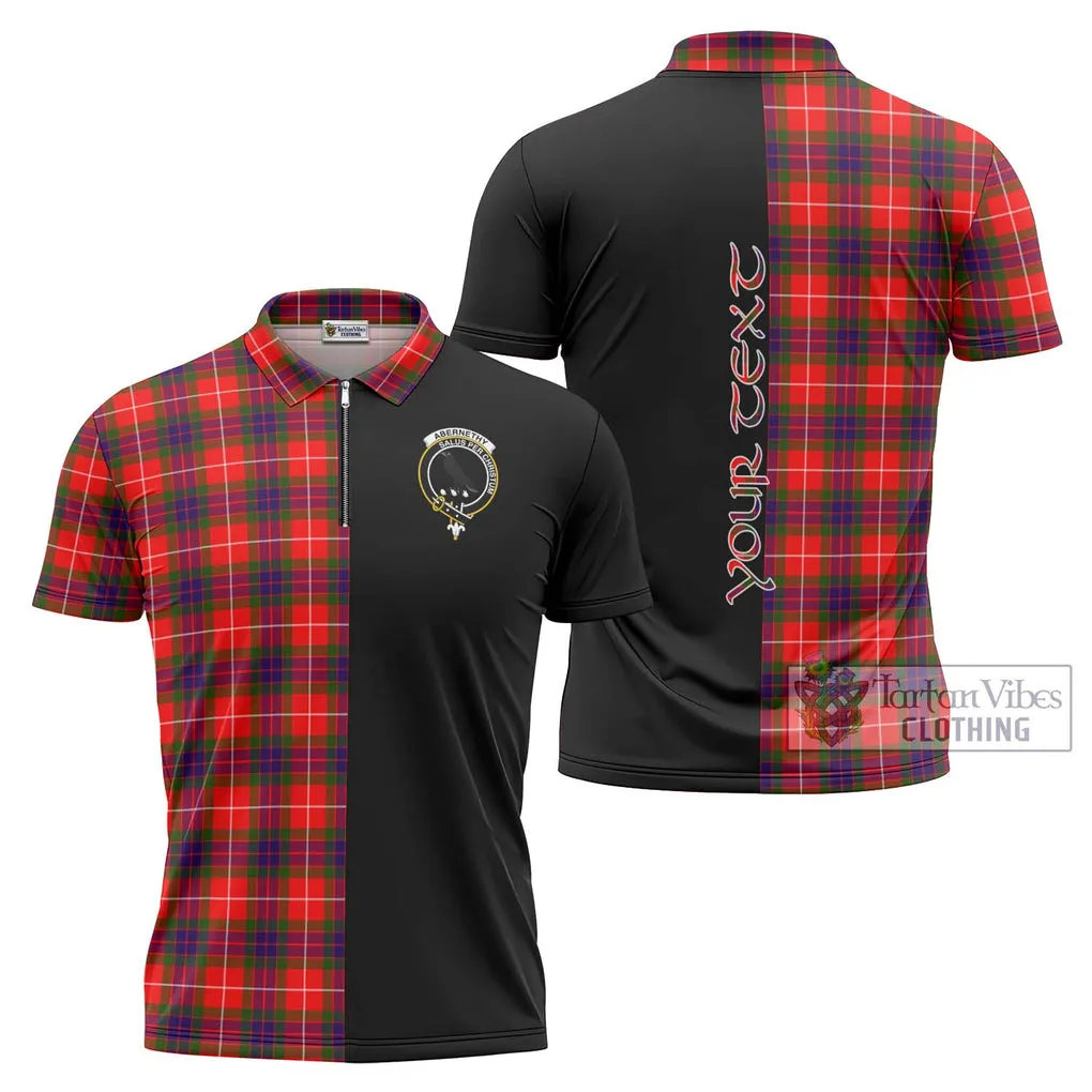 Abernethy Tartan Zipper Polo Shirt with Family Crest and Half Of Me Style