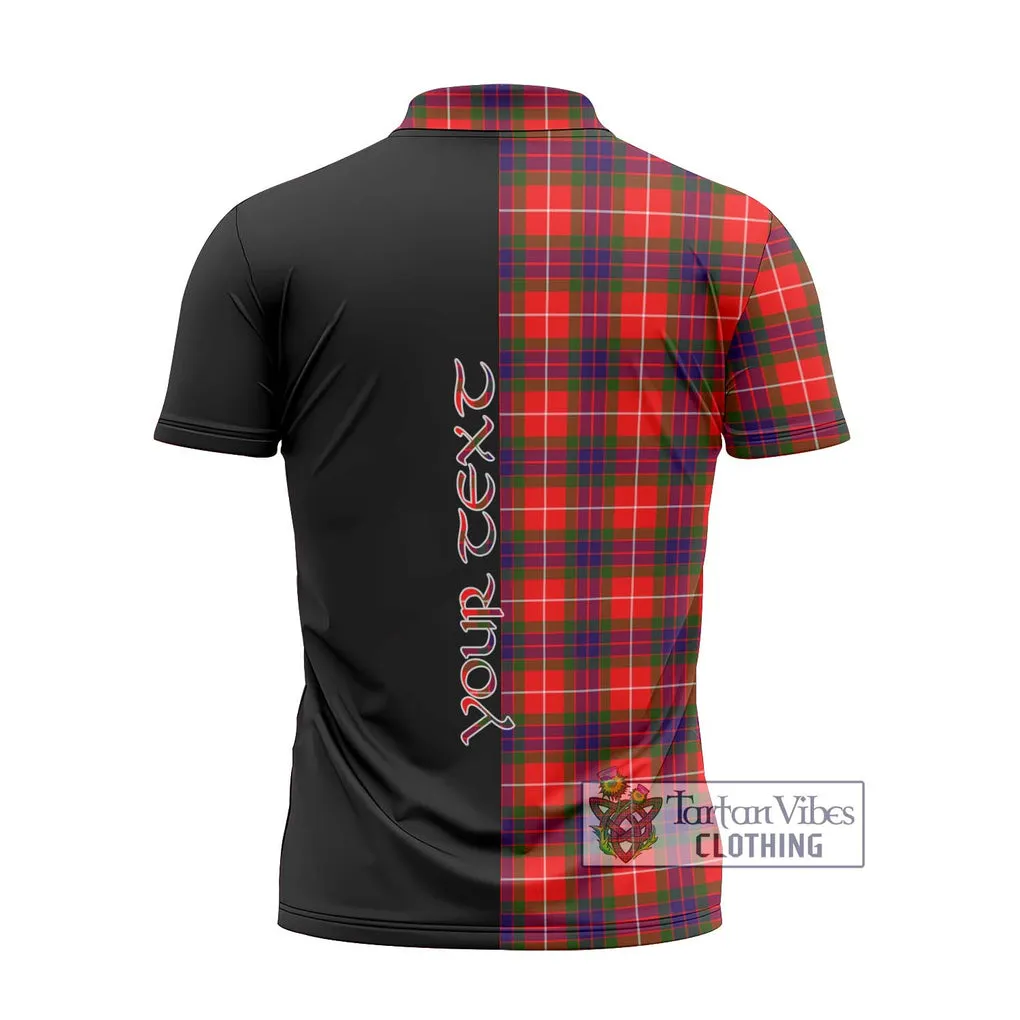 Abernethy Tartan Zipper Polo Shirt with Family Crest and Half Of Me Style