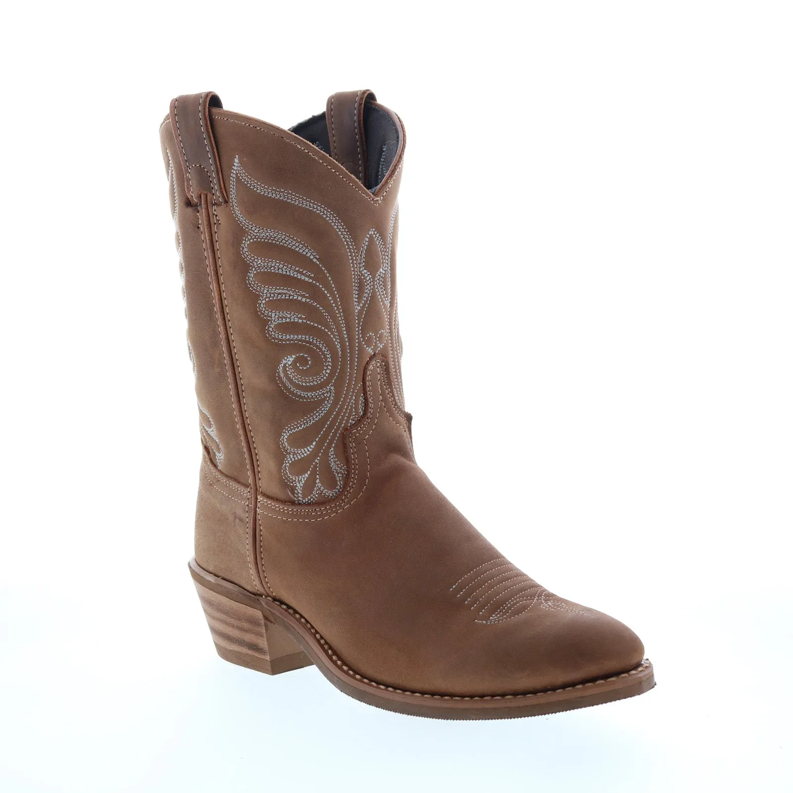 Abilene Boots 9147 Womens Brown Leather Slip On Cowboy Western Boots