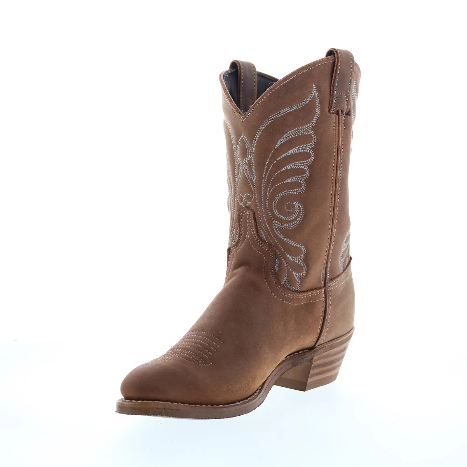 Abilene Boots 9147 Womens Brown Leather Slip On Cowboy Western Boots