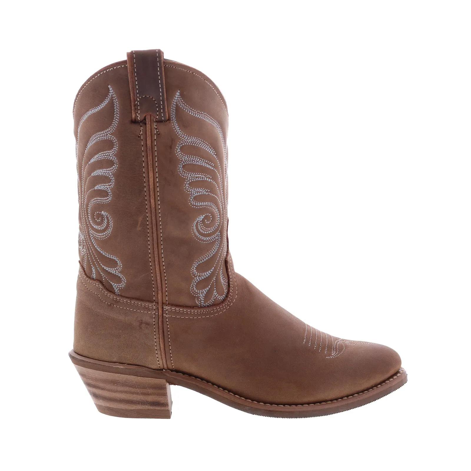 Abilene Boots 9147 Womens Brown Leather Slip On Cowboy Western Boots