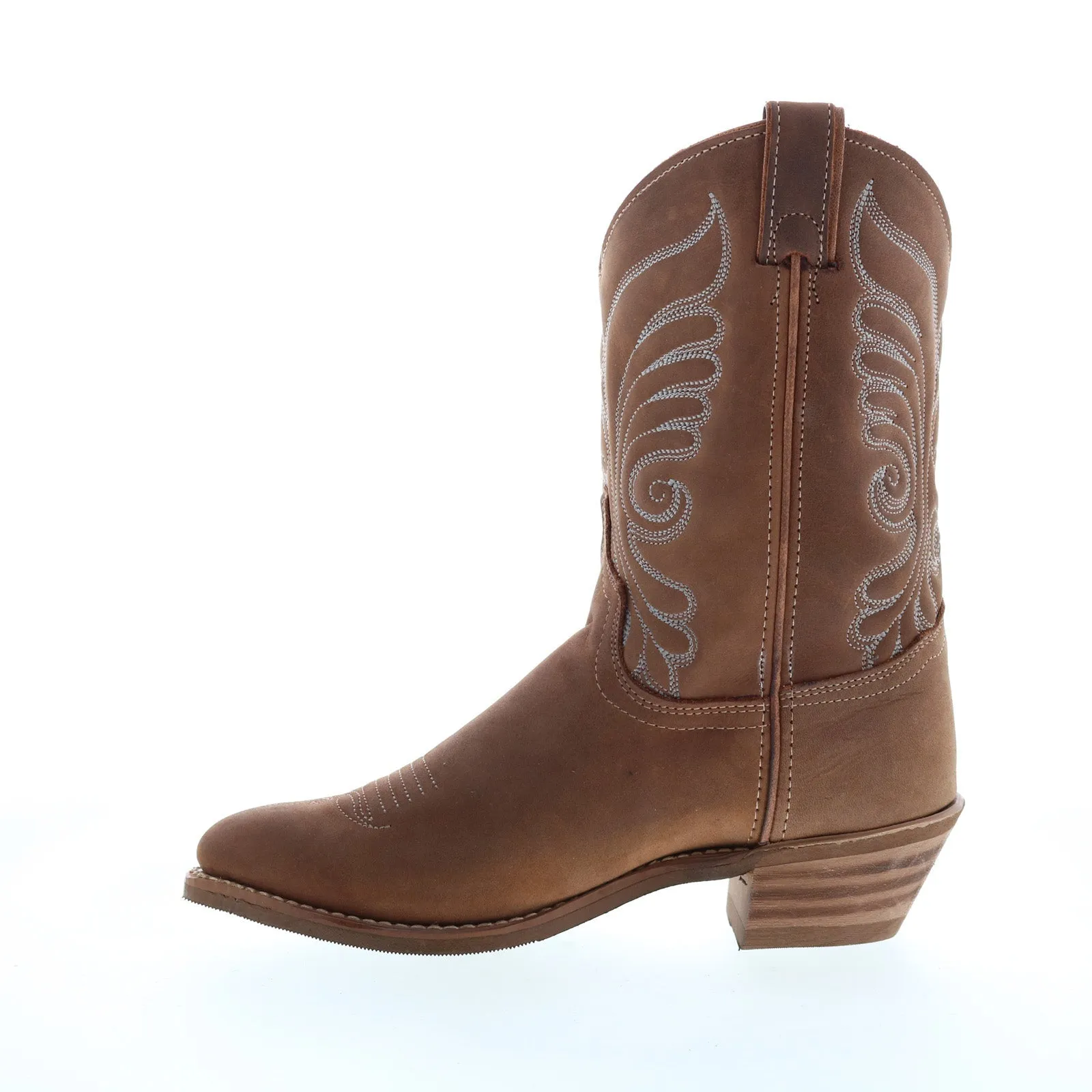 Abilene Boots 9147 Womens Brown Leather Slip On Cowboy Western Boots