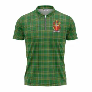 Adams Irish Clan Tartan Zipper Polo Shirt with Coat of Arms