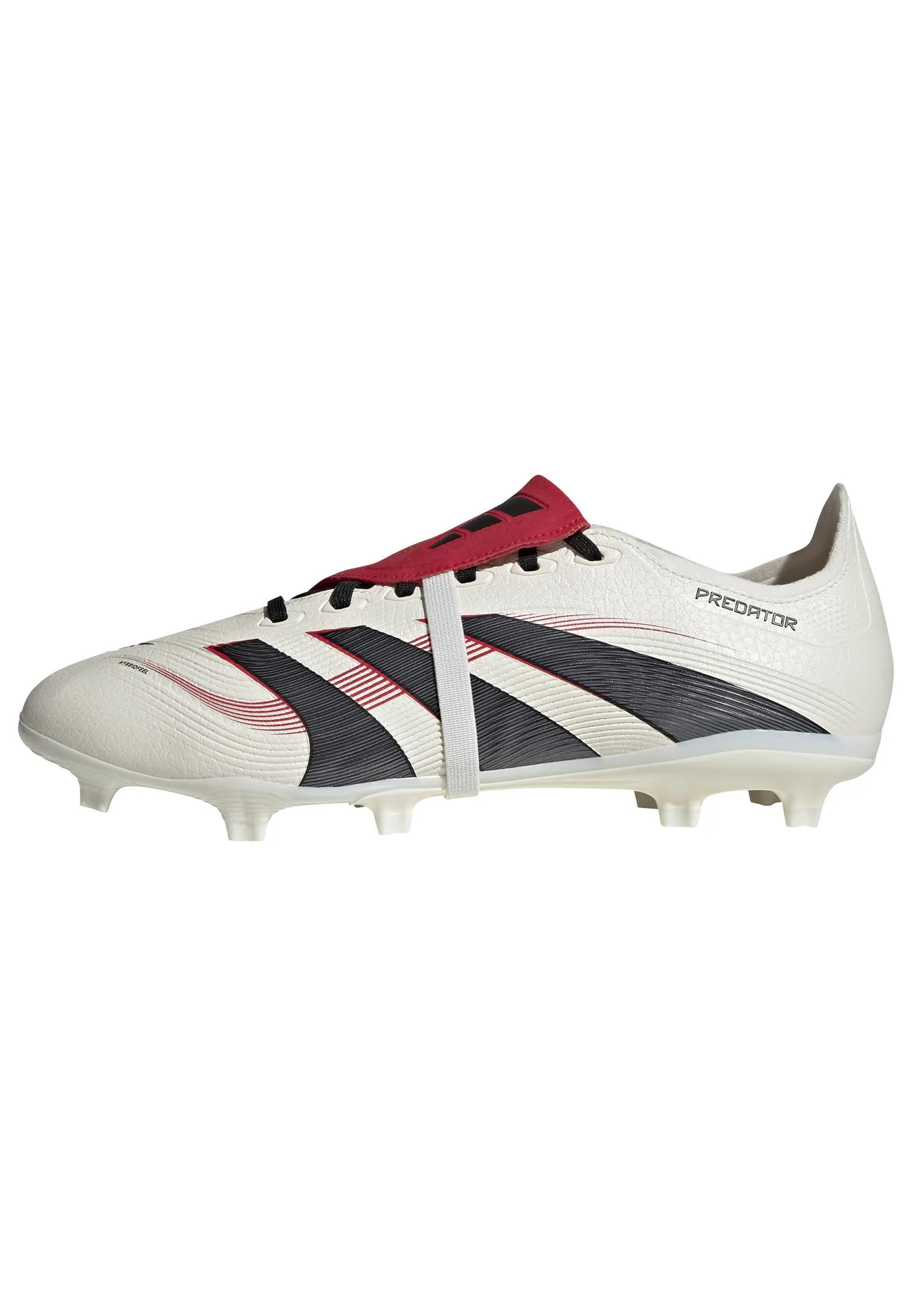 adidas Predator League Fold Tounge FG/MG Soccer Cleat - Off White/Core Black/Pure Ruby