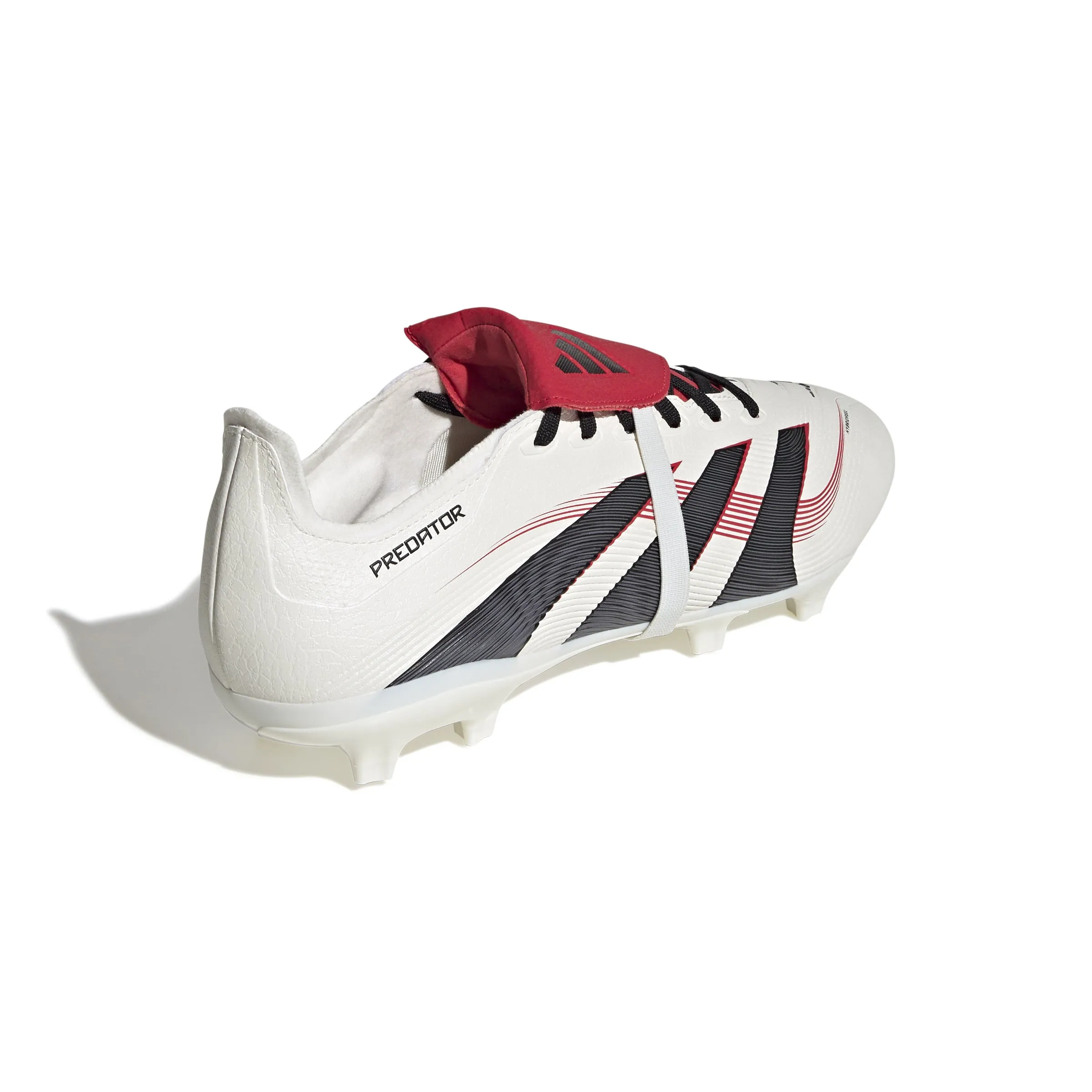 adidas Predator League Fold Tounge FG/MG Soccer Cleat - Off White/Core Black/Pure Ruby