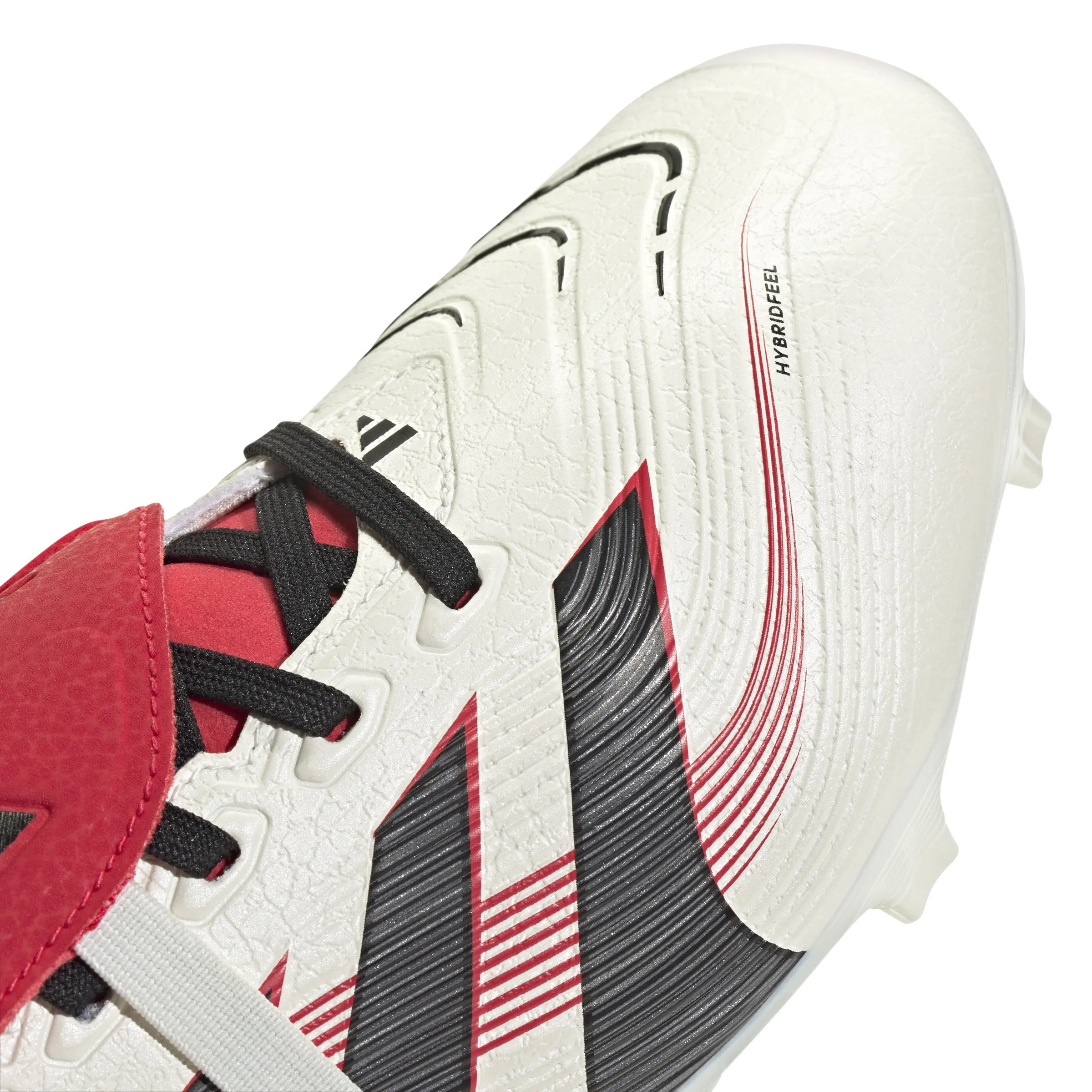 adidas Predator League Fold Tounge FG/MG Soccer Cleat - Off White/Core Black/Pure Ruby