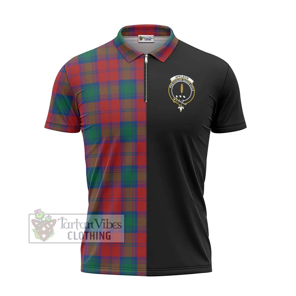 Affleck Tartan Zipper Polo Shirt with Family Crest and Half Of Me Style