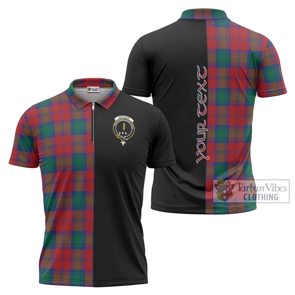 Affleck Tartan Zipper Polo Shirt with Family Crest and Half Of Me Style