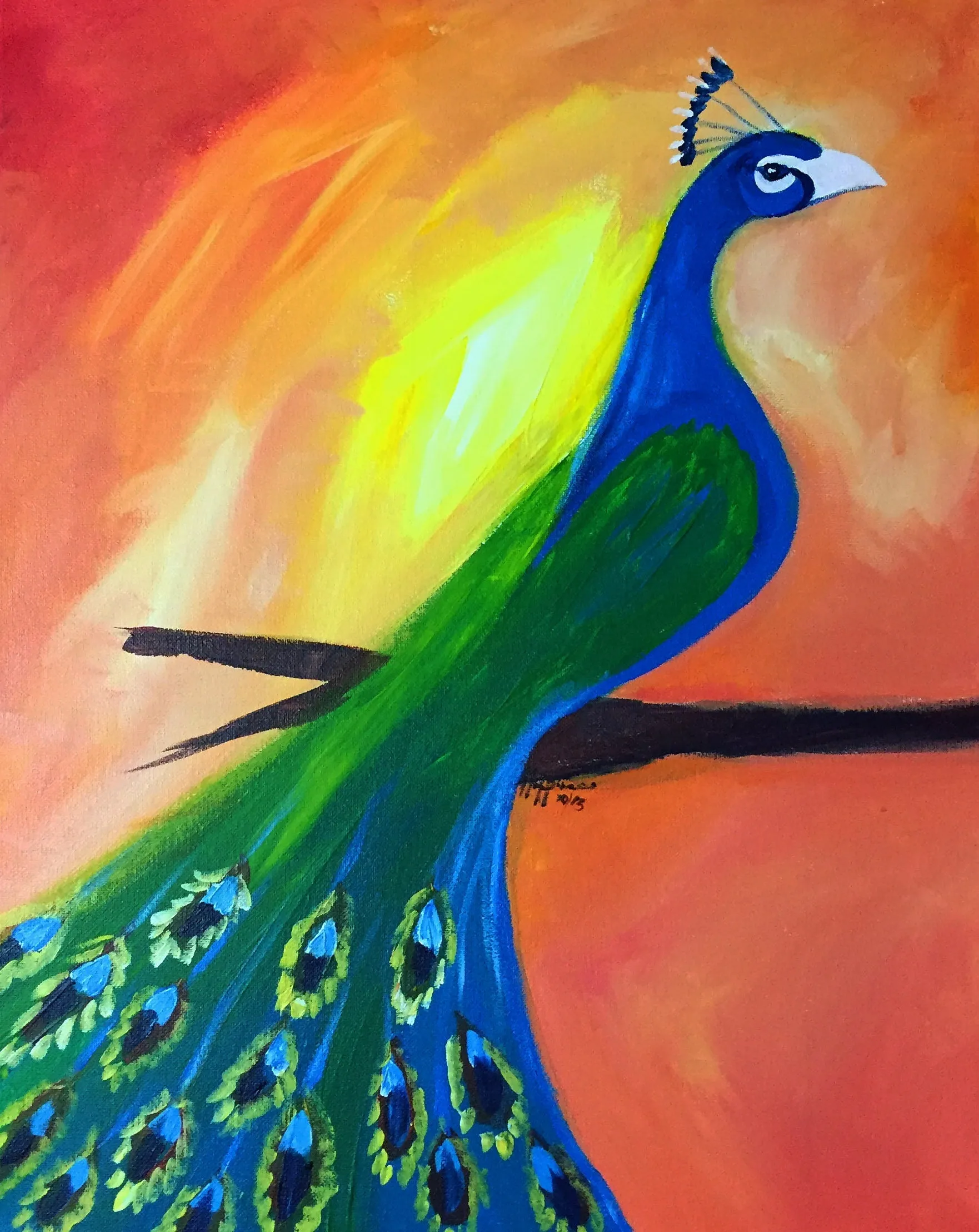 African Peacock - BubaLapa DIY Predrawn Canvas  - Paint Party Canvas