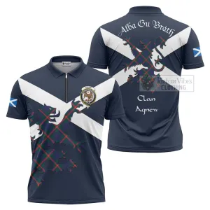 Agnew Tartan Lion Rampant Zipper Polo Shirt Proudly Display Your Heritage with Alba Gu Brath and Clan Name