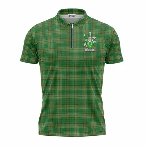 Aherne Irish Clan Tartan Zipper Polo Shirt with Coat of Arms