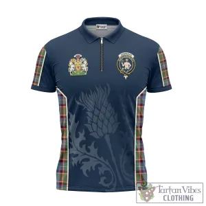 Aikenhead Tartan Zipper Polo Shirt with Family Crest and Scottish Thistle Vibes Sport Style