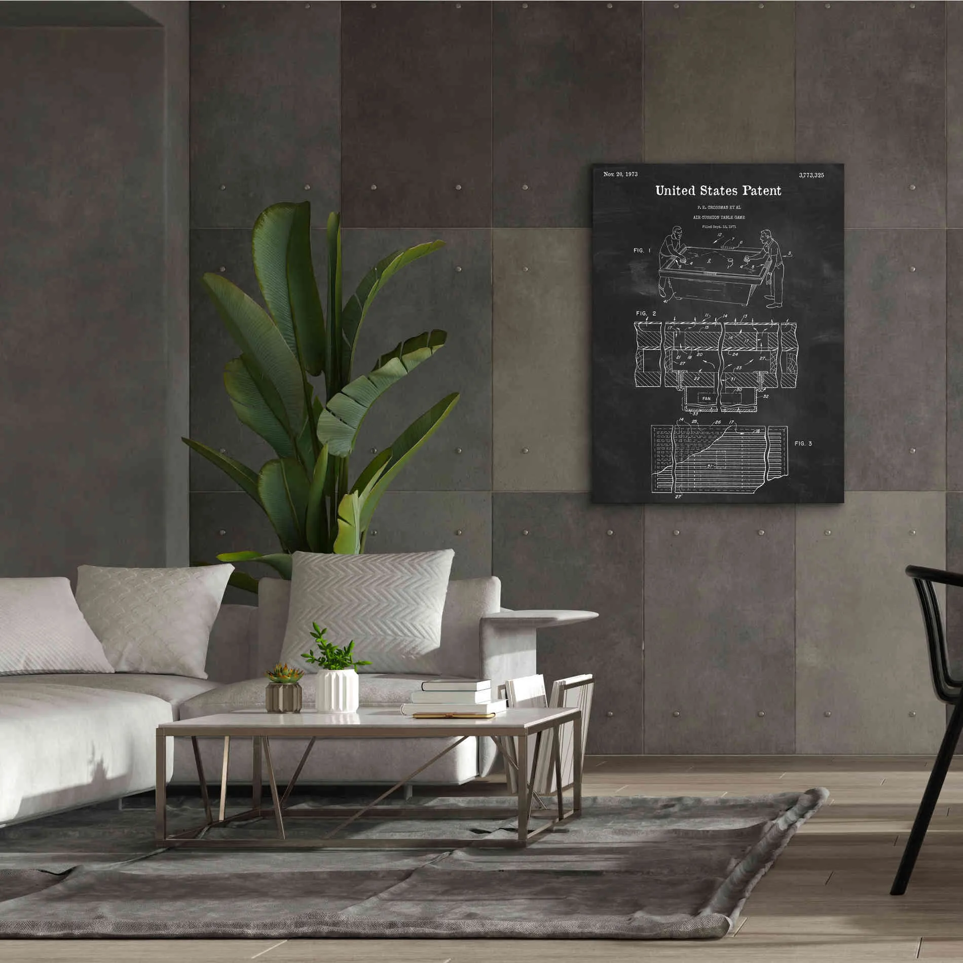 'Air Hockey Blueprint Patent Chalkboard,' Canvas Wall Art