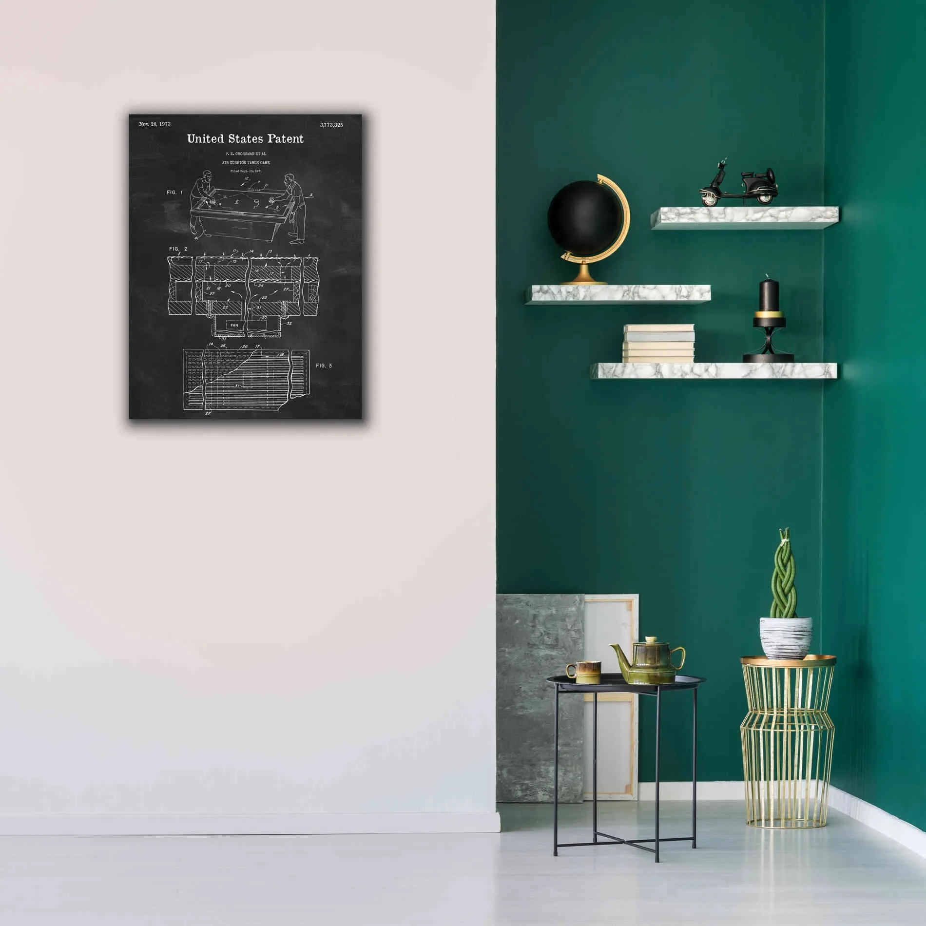 'Air Hockey Blueprint Patent Chalkboard,' Canvas Wall Art