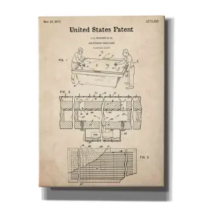 'Air Hockey Blueprint Patent Parchment,' Canvas Wall Art