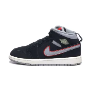 Air Jordan 1 Mid Sneakers Leather Black Colour For Kids