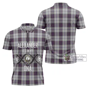 Alexander of Menstry Dress Tartan Zipper Polo Shirt with Family Crest DNA In Me Style