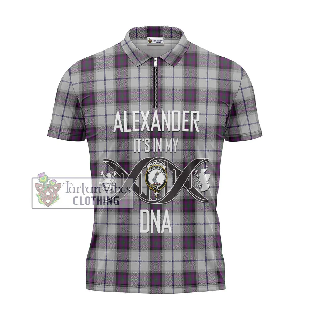 Alexander of Menstry Dress Tartan Zipper Polo Shirt with Family Crest DNA In Me Style