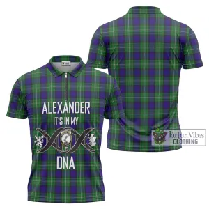 Alexander Tartan Zipper Polo Shirt with Family Crest DNA In Me Style