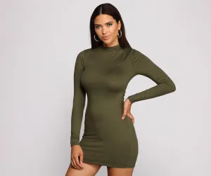 All About Knit Mock Neck Mini Dress