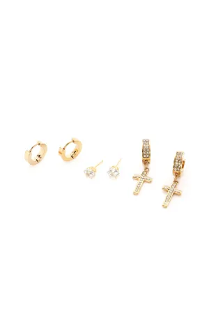 All The Classics 3 Piece Earring Set - Gold