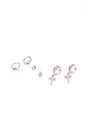 All The Classics 3 Piece Earring Set - Silver