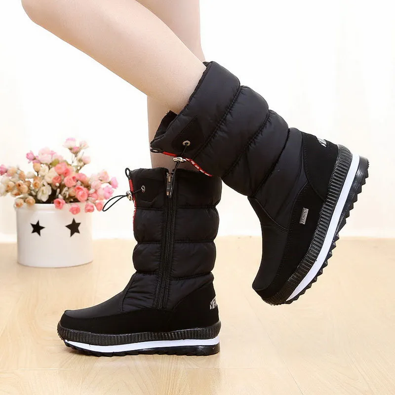 Amozae-Back to College Women snow boots shoes warm woman winter boots thick plush waterproof no-slip mid-calf boots women winter shoes botas mujer