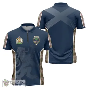 Anderson Dress Tartan Zipper Polo Shirt with Family Crest and Lion Rampant Vibes Sport Style