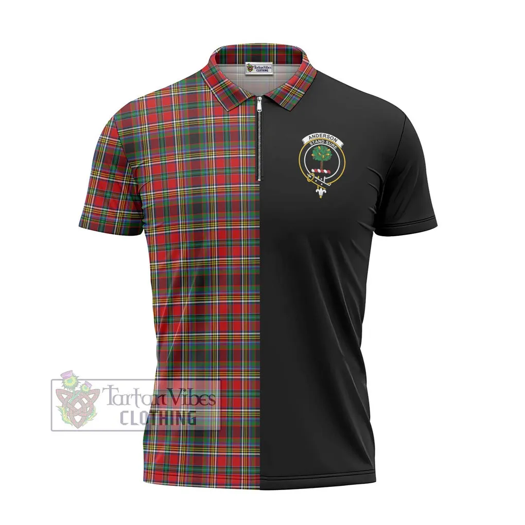 Anderson of Arbrake Tartan Zipper Polo Shirt with Family Crest and Half Of Me Style