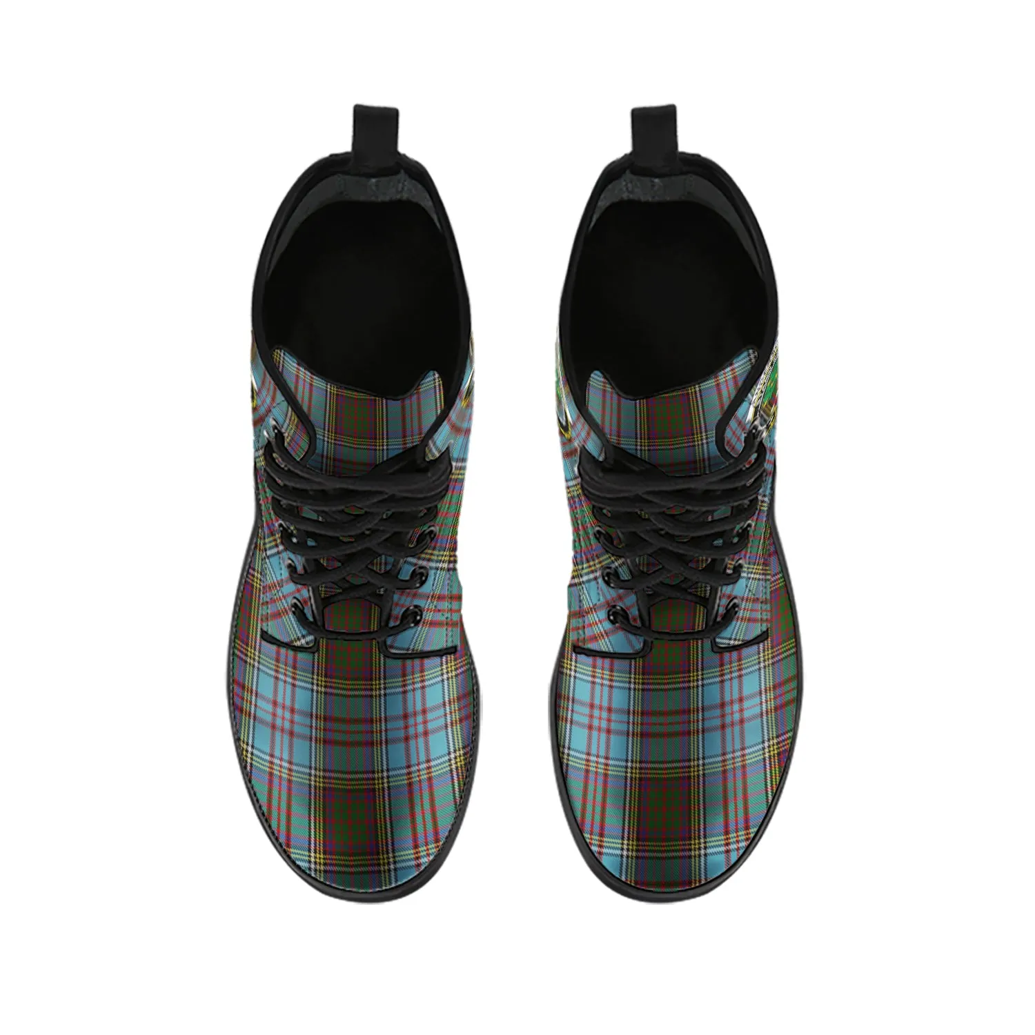 Anderson Tartan Leather Boots with Family Crest