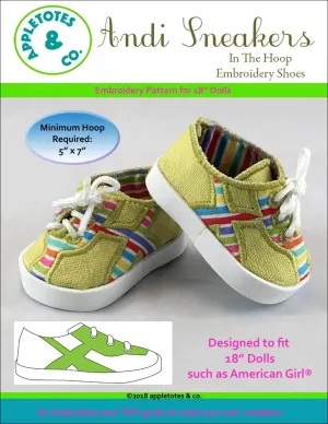 Andi Sneakers ITH Embroidery Pattern for 18" Dolls