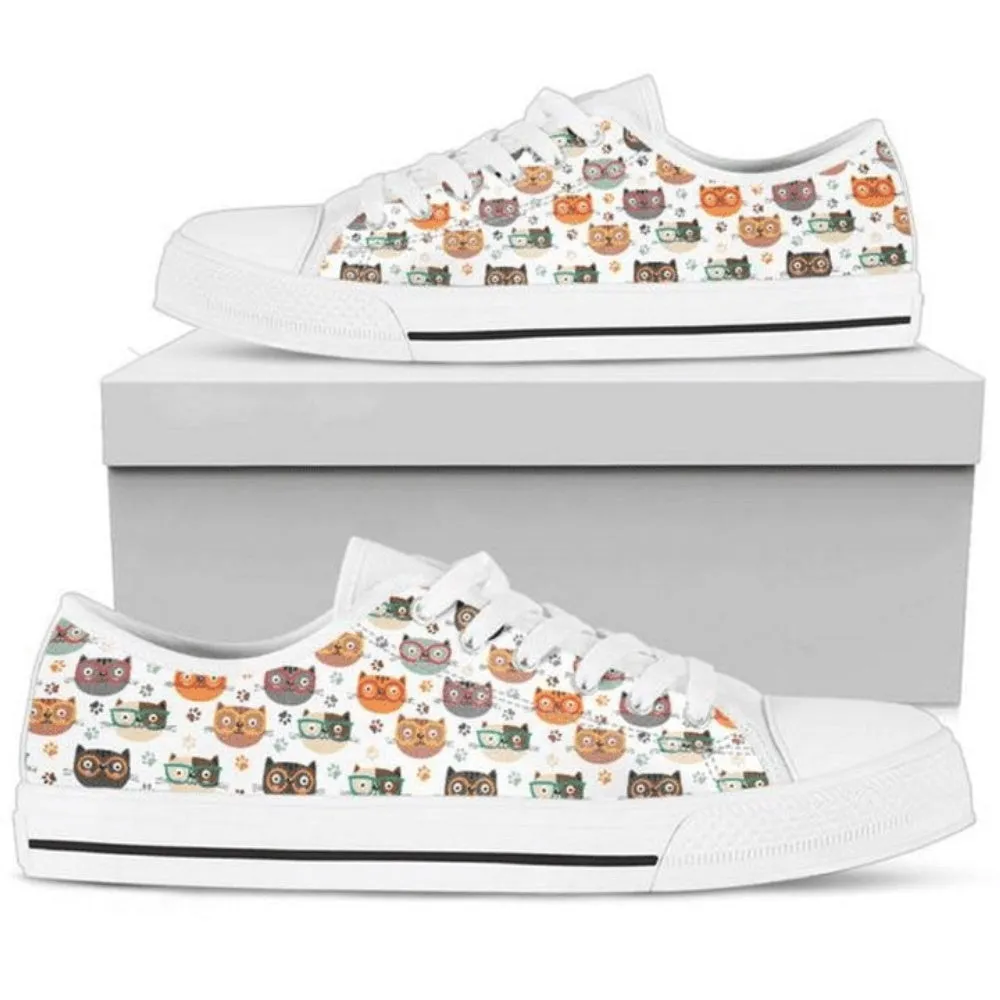 Animal Cat Prints Low Top Shoes Sneaker - Trendy Footwear, Cat Canvas Shoes