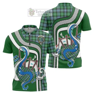 Arbuthnot Ancient Tartan Zipper Polo Shirt with Epic Bagpipe Style