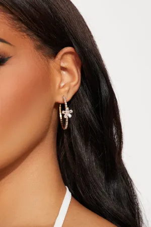 Are You Floral Hoop Earrings - Gold