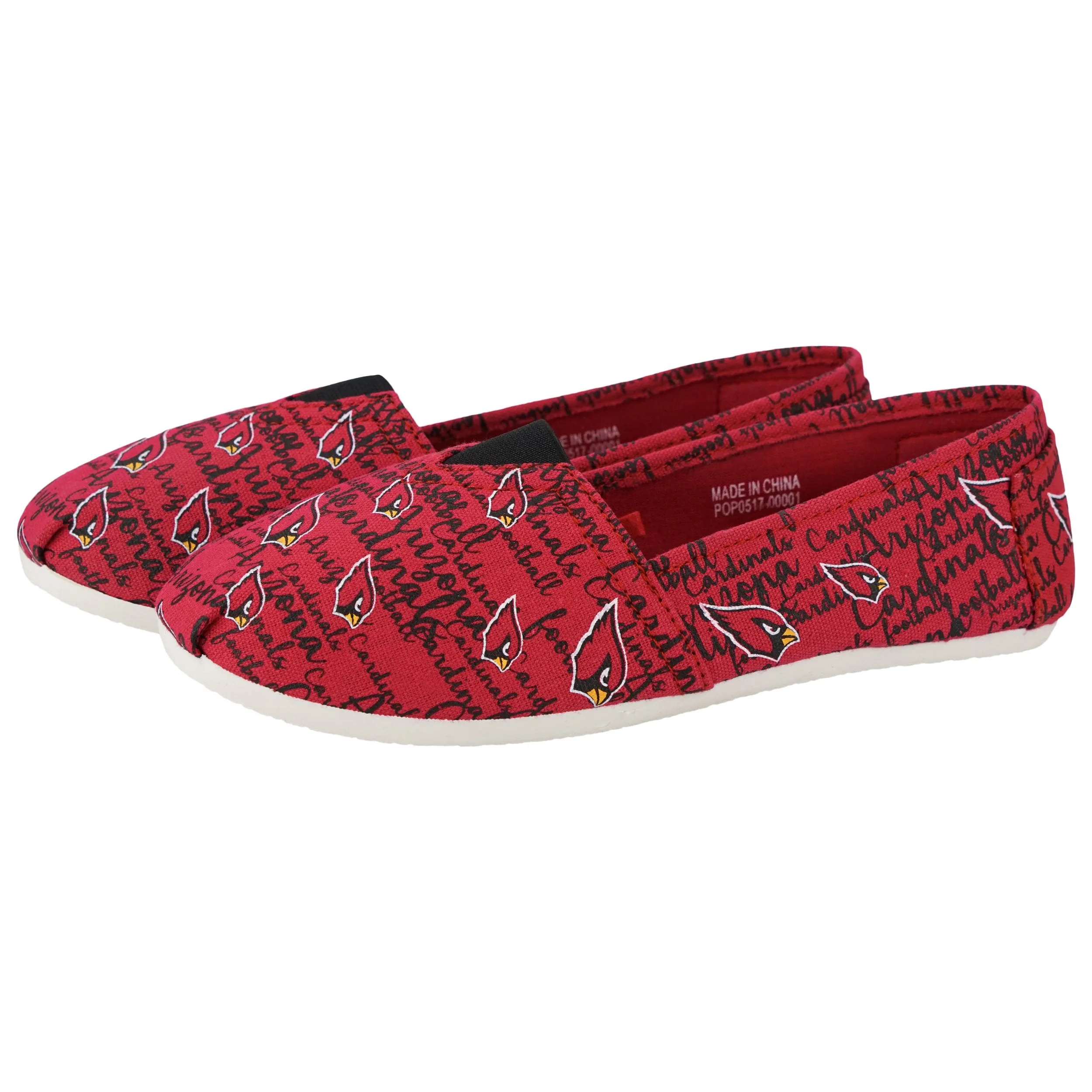 Arizona Cardinals NFL Womens Script Print Canvas Shoes