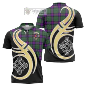 Armstrong Modern Tartan Zipper Polo Shirt with Family Crest and Celtic Symbol Style