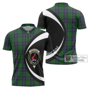 Armstrong Tartan Zipper Polo Shirt with Family Crest Circle Style