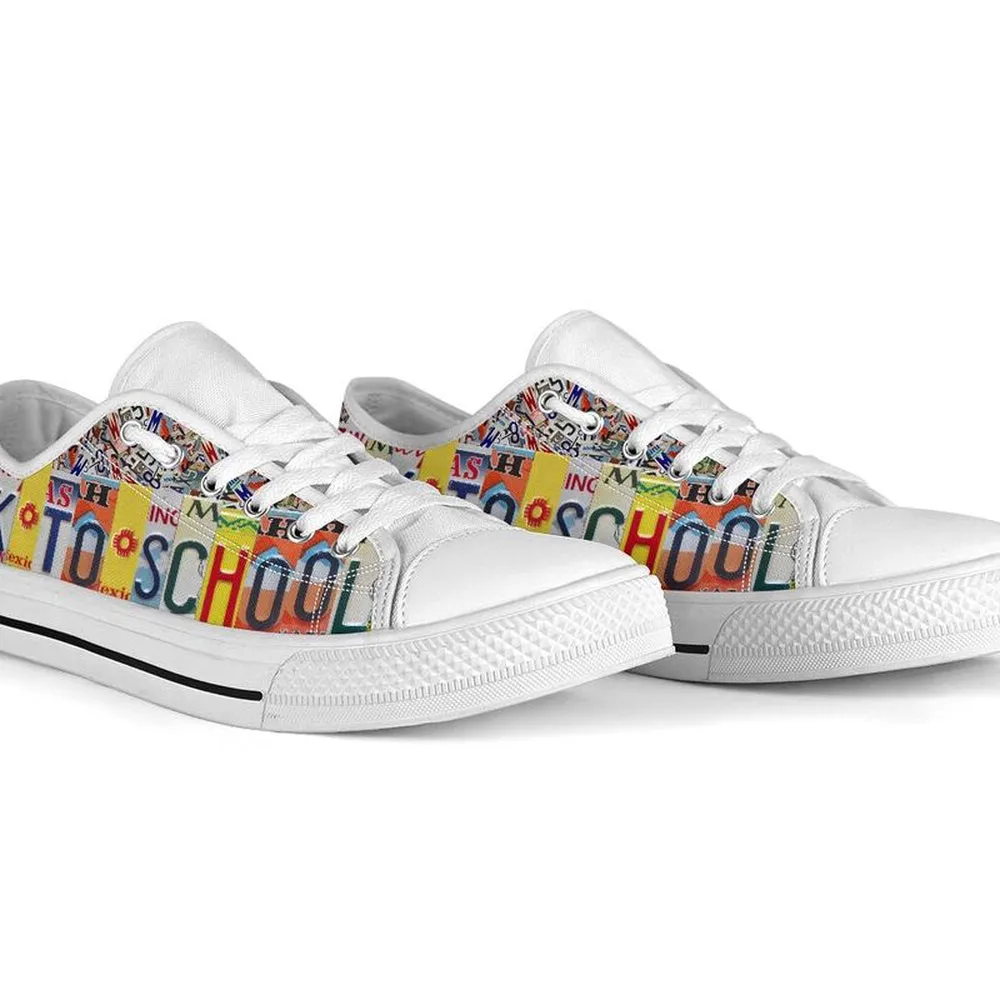 Back To School Teacher License Plates Low Top Shoes, Teacher Shoes, Low Top Sneakers