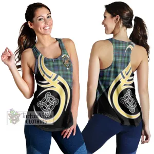 Baillie Ancient Tartan Women's Racerback Tanks with Family Crest and Celtic Symbol Style