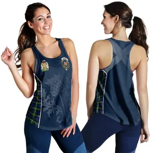 Baillie (Bailey) Tartan Women's Racerback Tanks with Family Crest and Scottish Thistle Vibes Sport Style