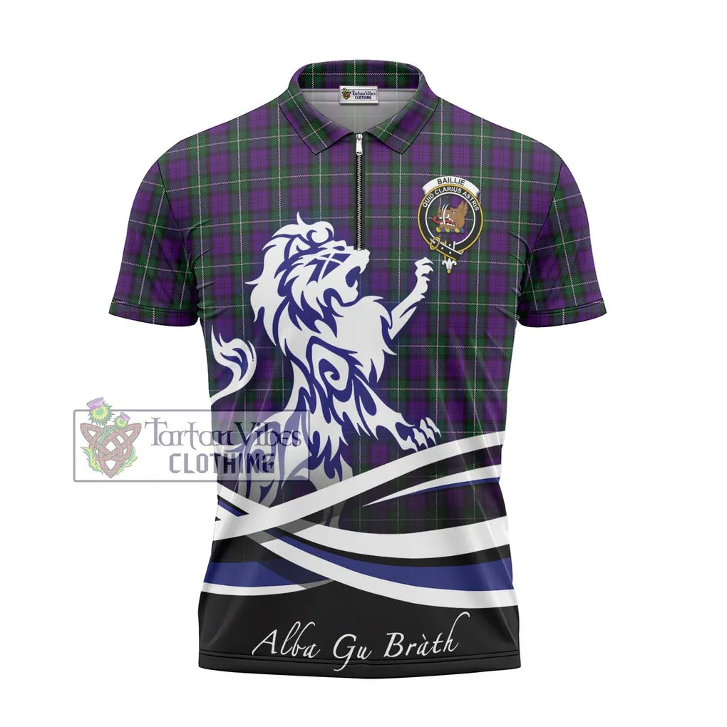 Baillie Highland Society Tartan Zipper Polo Shirt with Alba Gu Brath Regal Lion Emblem