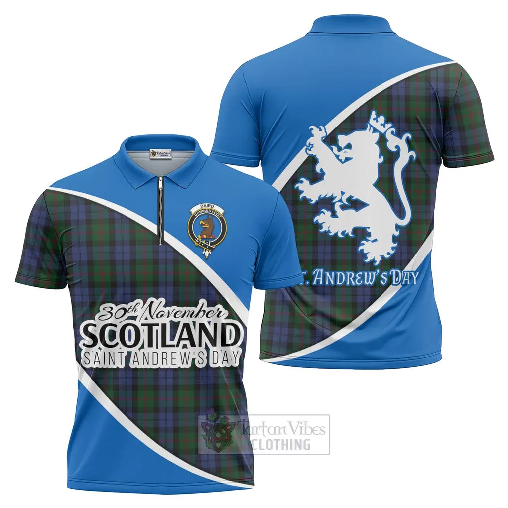 Baird Family Crest Tartan Zipper Polo Shirt Celebrate Saint Andrew's Day in Style